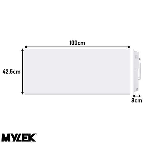 MYLEK Wall Mounted Slimline White Panel Heater Daily And Weekly Timer, Digital Thermostat