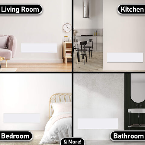 MYLEK Wall Mounted Slimline White Low Level Panel Heater 1000w Daily and Weekly Timer, Digital Thermostat