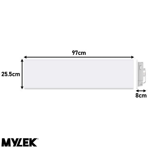 MYLEK Wall Mounted Slimline White Low Level Panel Heater 1000w Daily and Weekly Timer, Digital Thermostat