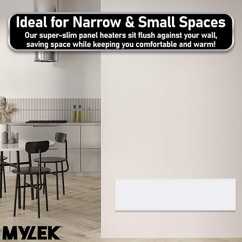 MYLEK Wall Mounted Slimline White Low Level Panel Heater 1000w Daily and Weekly Timer, Digital Thermostat