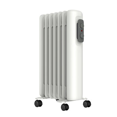 Mylek Oil Filled Radiator Electric Heater Portable With Adjustable Thermostat - White