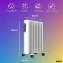 Mylek Oil Filled Radiator Electric Heater Portable With Adjustable Thermostat - White