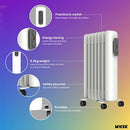 Mylek Oil Filled Radiator Electric Heater Portable With Adjustable Thermostat - White