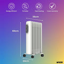 Mylek Oil Filled Radiator Electric Heater Portable With Adjustable Thermostat - White