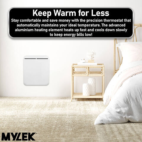 MYLEK Electric Panel Heater - Wall Mounted Or Free Standing 1000w