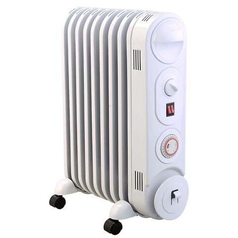 Mylek Oil Filled Radiator Electric Heater, Portable, Thermostat and 24hr Timer by Mylek 2000w