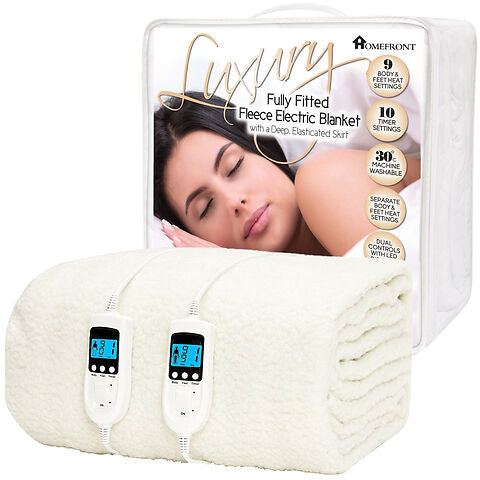 Homefront Double Electric Luxury Fleece Blanket With 9 Heat Settings And Timer Digital Control