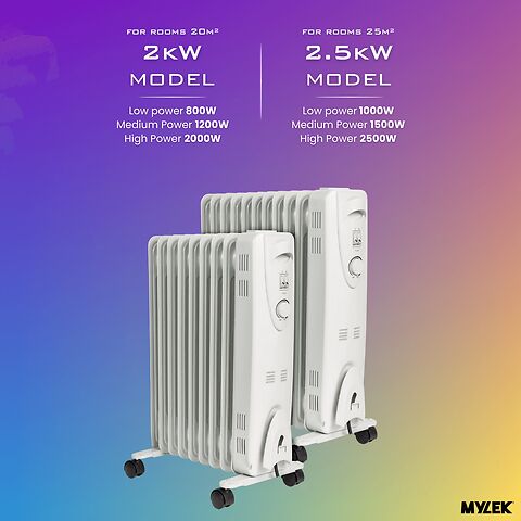 Mylek Oil Filled Electric Portable Heater Radiator with Adjustable Thermostat