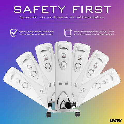 Mylek Oil Filled Electric Portable Heater Radiator with Adjustable Thermostat