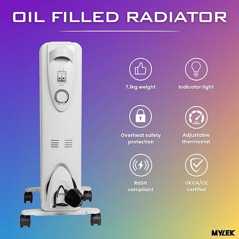 Mylek Oil Filled Electric Portable Heater Radiator with Adjustable Thermostat