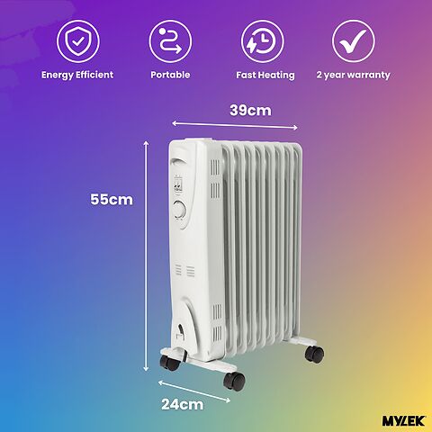 Mylek Oil Filled Electric Portable Heater Radiator with Adjustable Thermostat