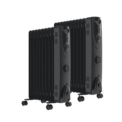 MYLEK Oil Filled Heater Radiator Thermostat 3 Heat Settings and Timer Charcoal Grey