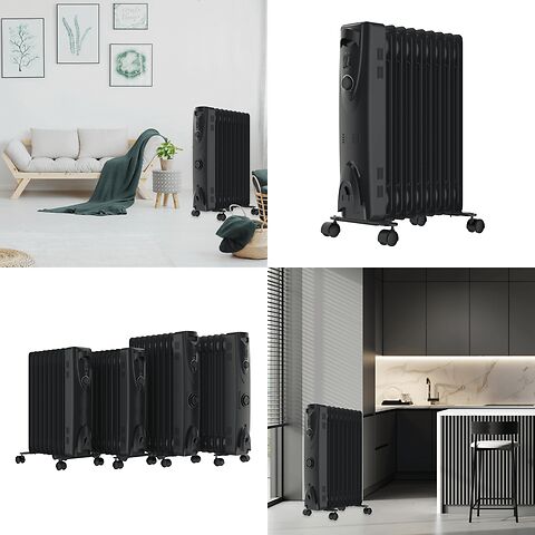 MYLEK Oil Filled Heater Radiator Thermostat 3 Heat Settings and Timer Charcoal Grey