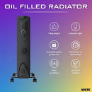 MYLEK Oil Filled Heater Radiator Thermostat 3 Heat Settings and Timer Charcoal Grey