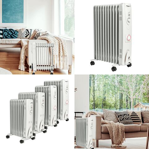 Mylek Oil Filled Electric Portable Heater Radiator with Adjustable Thermostat 2000w With Timer