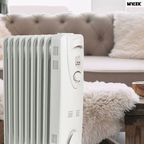 Mylek Oil Filled Electric Portable Heater Radiator with Adjustable Thermostat 2000w With Timer