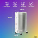 Mylek Oil Filled Electric Portable Heater Radiator with Adjustable Thermostat 2000w With Timer