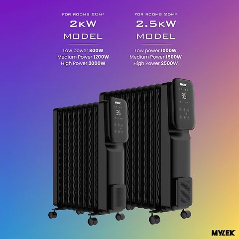 MYLEK Oil Filled Digital WiFi Smart App Enabled Heater - 3 Heat Settings & 24-Hour Timer