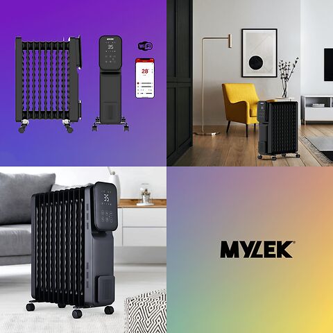MYLEK Oil Filled Digital WiFi Smart App Enabled Heater - 3 Heat Settings & 24-Hour Timer