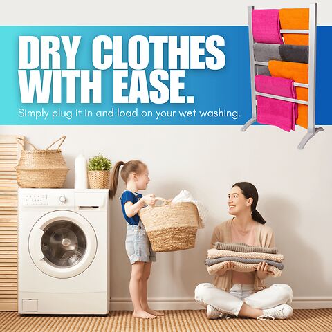 Homefront Electric Heated Clothes Airer Dryer Rack 90W Indoor Free Standing Deluxe Energy Efficient