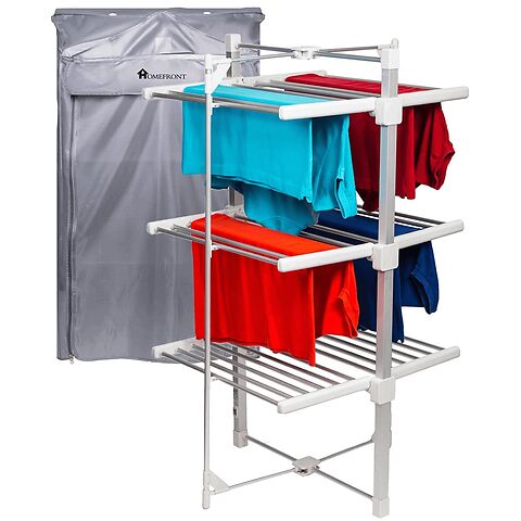 Homefront Electric Heated Clothes Airer Dryer Rack 330W Indoor 3-Tier Drier with Zip Up Cover for Even Faster Drying