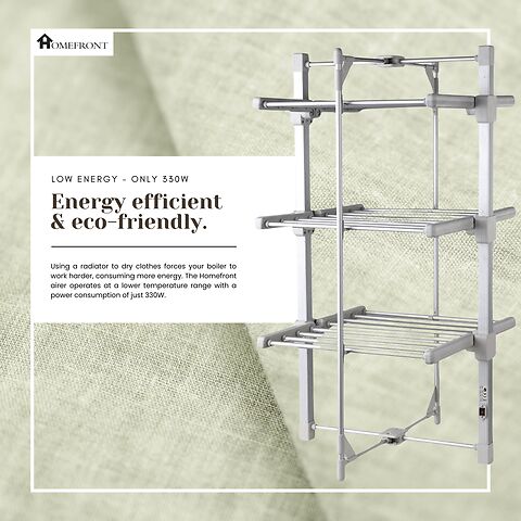 Homefront Electric Heated Clothes Airer Dryer Rack 330W Indoor 3-Tier Drier with Zip Up Cover for Even Faster Drying