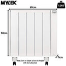 MYLEK Electric Radiator Panel Heater Ceramic White Eco Bathroom Safe Wall Mounted Or Free Standing With Timer Thermostat