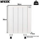 MYLEK Electric Radiator Panel Heater Ceramic White Eco Bathroom Safe Wall Mounted Or Free Standing With Timer Thermostat