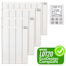 MYLEK Electric Radiator Panel Heater Ceramic White Eco Bathroom Safe Wall Mounted Or Free Standing With Timer Thermostat