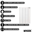 MYLEK Electric Radiator Panel Heater Ceramic White Eco 2000W Bathroom Safe Wall Mounted Or Free Standing With Timer Thermostat