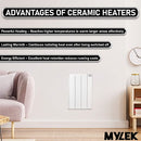 MYLEK Electric Radiator Panel Heater Ceramic White Eco 2000W Bathroom Safe Wall Mounted Or Free Standing With Timer Thermostat