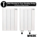 MYLEK Electric Radiator Panel Heater Ceramic White Eco Bathroom Safe Wall Mounted Or Free Standing With Timer Thermostat
