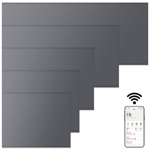 MYLEK Electric Radiator Panel Heater Grey WIFI Smart APP Eco Bathroom Safe Wall Mounted Timer Thermostat