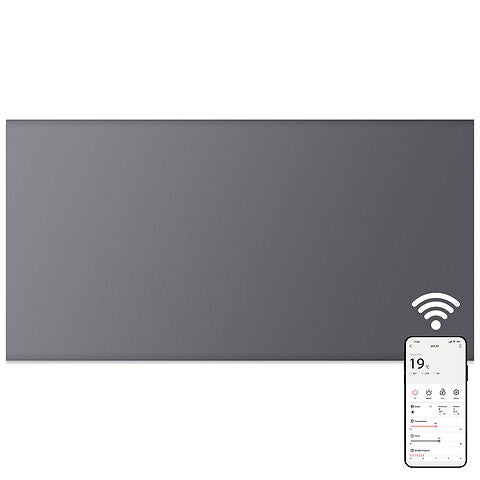 MYLEK Electric Radiator Panel Heater Grey WIFI Smart APP Eco Bathroom Safe Wall Mounted Timer Thermostat