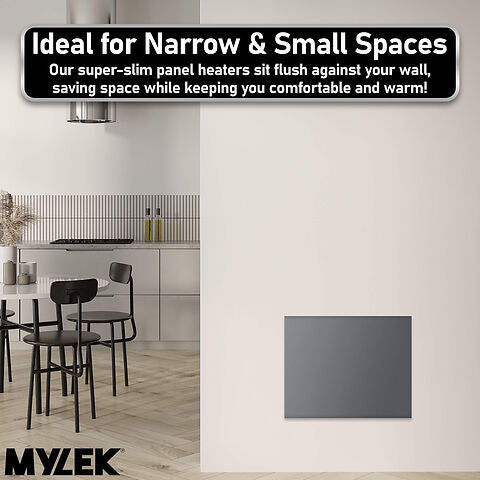 MYLEK Electric Radiator Panel Heater Grey WIFI Smart APP Eco Bathroom Safe Wall Mounted Timer Thermostat