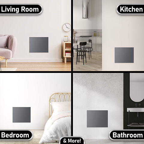 MYLEK Electric Radiator Panel Heater Grey WIFI Smart APP Eco Bathroom Safe Wall Mounted Timer Thermostat