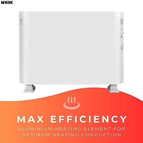 MYLEK Convector Heater Electric 2000W Free Standing Radiator - Portable, 3 Power Modes With Adjustable Thermostat