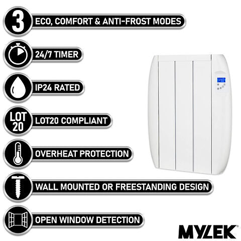 MYLEK Panel Heater Radiator Electric With Programmable Digital Timer