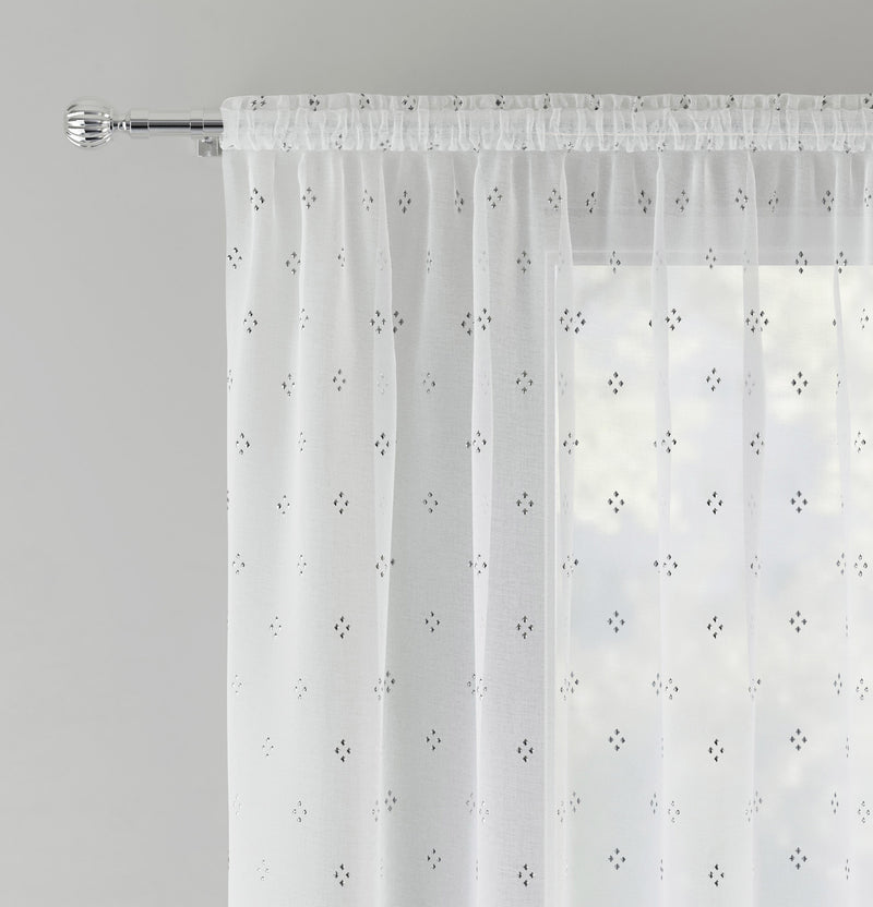 Destiny Silver Metallic Dimond Print On Sheer Fabric - Pair