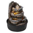 Garden Sanctuary Tiered Rock Cascading Tabletop Water Fountain with LED Crystal Ball