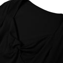 V-Neck Twist Front Top With Long Bell Sleeves - Black