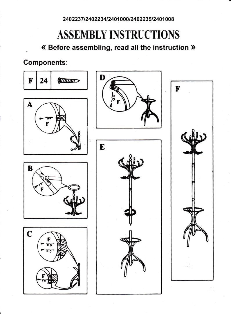 Kennedy Walnut Finish Solid Birchwood Coat Stand