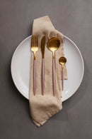 Avie 16 Piece Pink And Gold Finish Cutlery Set