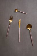 Avie 16 Piece Pink And Gold Finish Cutlery Set
