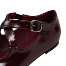 Casual Closed Toe Loafers Cross-Strap Mary Jane Shoes With Low Heel