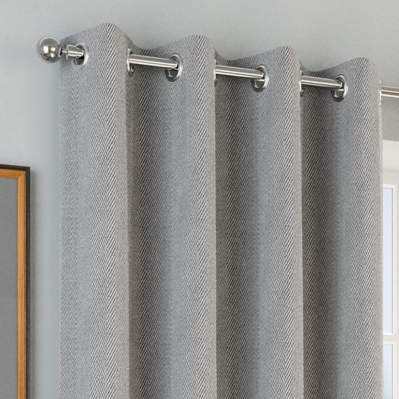 Enhanced Living Chester Grey Eyelet Thermal Noise Reducing Blackout Curtains - Pair