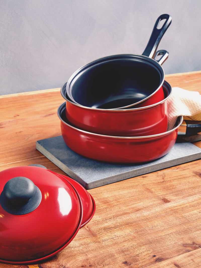 Viggo Red Non Stick 5 Piece Cookware Set