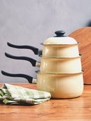 Viggo 3 Piece Cream Saucepan Set with Lids