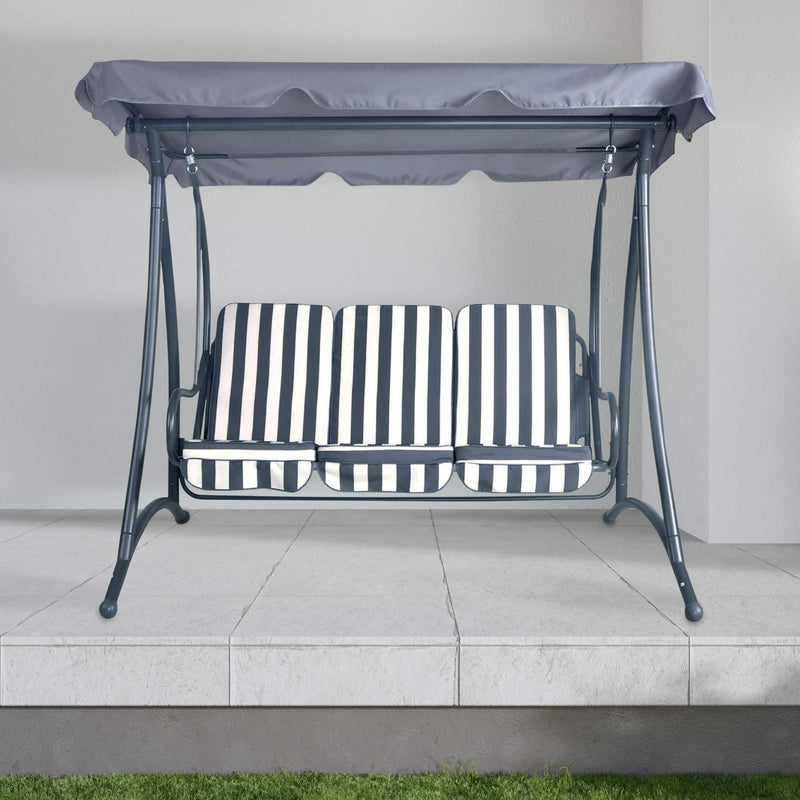 Silver & Stone Windsor Premium Outdoor Padded Garden Swing Bench - 201 x 123 x 172cm