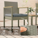 Outsunny 3-Piece Rattan Bistro Set with Acacia Wood Table